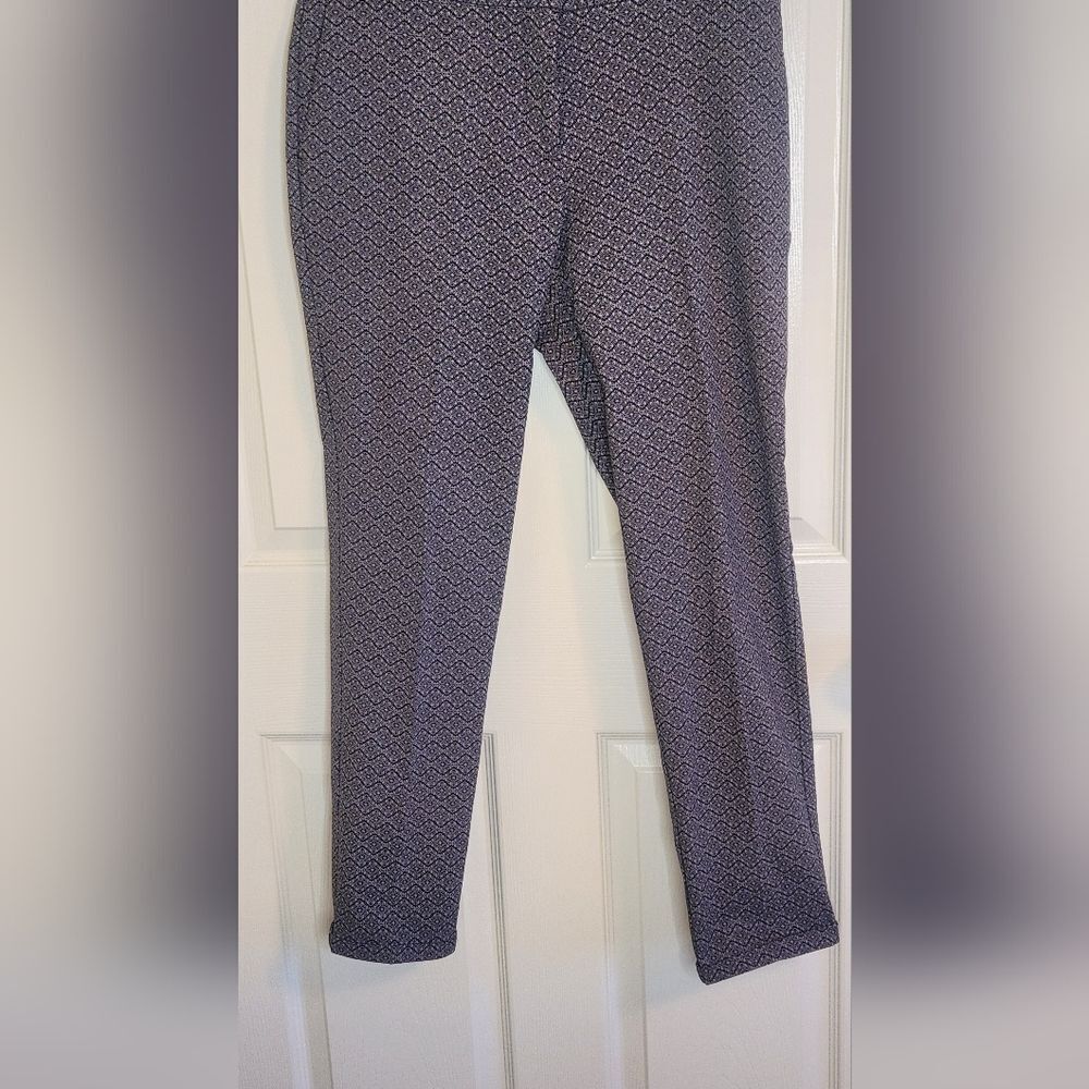 Mario Serrani Italy 8 Gray Black Patterned Full Length Pockets Cuffs Women Pants